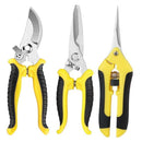 3-Piece Stainless Steel Garden Pruning Shears Set - Effortless Spring, Safety Lock, for Trimming, Harvesting & Plant Care(yellow)