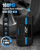 Car Jump Starter with Air Compressor, Hemingson 160PSI 3000A Portable Car Battery Jump Starter (9.0L Gas/8.0L Diesel), 12V Car Battery Jump Box Jumper Starter with Oversized LCD Display, Lights