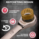 SEDY 12Pcs Ratcheting Wrench Set 8-19mm Metric CR-V Steel 72T Spanner Tool Kit