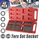 40pc Allen Hex Key Set Socket Bit 3/8 1/2 Drive Long Deep Torx Star Spline