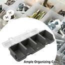 4-Grid Parts Storage Box Plastic Electronic Hardware Accessory Case with Lid ﻿ - Black
