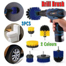 3Pcs Drill Attachment Set Drill Brush Kit Bathroom Carpet Cleaning Tool Scrubber - Yellow