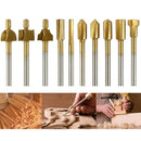 10Pcs/Set 3mm Titanium Mini HSS Router Bits Trimmer Shank For Rotary Tool