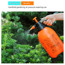 Home Closed Room Dust Cleaning Essentials Bundle - Green grass and small white flower pattern Waterproof Apron, White Long Handle Floor Scrubber Brush,Orange 3L Pressure Sprayer - Multi Purpose Household Kit for Kitchen, Bathroom and Garden Care