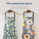 Home Closed Room Dust Cleaning Essentials Bundle - Pink floral pattern Waterproof Apron, White Long Handle Floor Scrubber Brush,Orange 2L Pressure Sprayer - Multi Purpose Household Kit for Kitchen, Bathroom and Garden Care