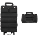 Black Roll-Up Tool Organizer Bag - 1200D Oxford Fabric Waterproof Hardware Storage with Detachable Pockets and Car Seat Hanging Straps - Portable Electrician and Carpenter Work Kit