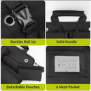 Khaki Roll-Up Tool Organizer Bag - 1200D Oxford Fabric Waterproof Hardware Storage with Detachable Pockets and Car Seat Hanging Straps - Portable Electrician and Carpenter Work Kit