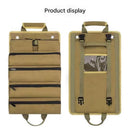Green Roll-Up Tool Organizer Bag - 1200D Oxford Fabric Waterproof Hardware Storage with Detachable Pockets and Car Seat Hanging Straps - Portable Electrician and Carpenter Work Kit