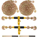 Ratchet Chain Binder 2PCS, 0.9-1.2 cm Heavy Duty Load Binders, with G80 Chains 5443 kg Secure Load Limit, Labor-saving Anti-skid Handle, Tie Down Hauling Chain Binders for Flatbed Truck Trailer