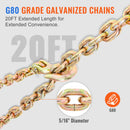 Ratchet Chain Binder 2PCS, 0.9-1.2 cm Heavy Duty Load Binders, with G80 Chains 5443 kg Secure Load Limit, Labor-saving Anti-skid Handle, Tie Down Hauling Chain Binders for Flatbed Truck Trailer