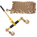 Ratchet Chain Binder 2PCS, 0.9-1.2 cm Heavy Duty Load Binders, with G80 Chains 5443 kg Secure Load Limit, Labor-saving Anti-skid Handle, Tie Down Hauling Chain Binders for Flatbed Truck Trailer