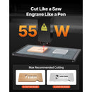 55W CO2 Laser Engraver, 500 x 300 mm, Desktop CO2 Laser Engraver and Cutter Machine with 16MP Camera, Water Pump, Rotary Axis, Compatible with LightBurn CorelDRAW RDWorks, for Wood Acrylic Glass