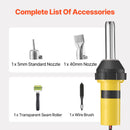 Hot Air Plastic Welder, 1000W Hot Air Torch Pistol, 50- 600°C PVC TPO Vinyl Heat Gun Welding Torch, Plastic Welding Kit with 4 Accessories- 2 Nozzles, 1 Seam Roller & Brush for PP/PE/PVC Sheet