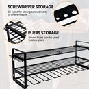 Power Tool Organizer Wall Mount 7 Drill Holder 3 Layer Heavy Duty Metal for Drill Plier Hammer Rack Suitable for Workshop Garage